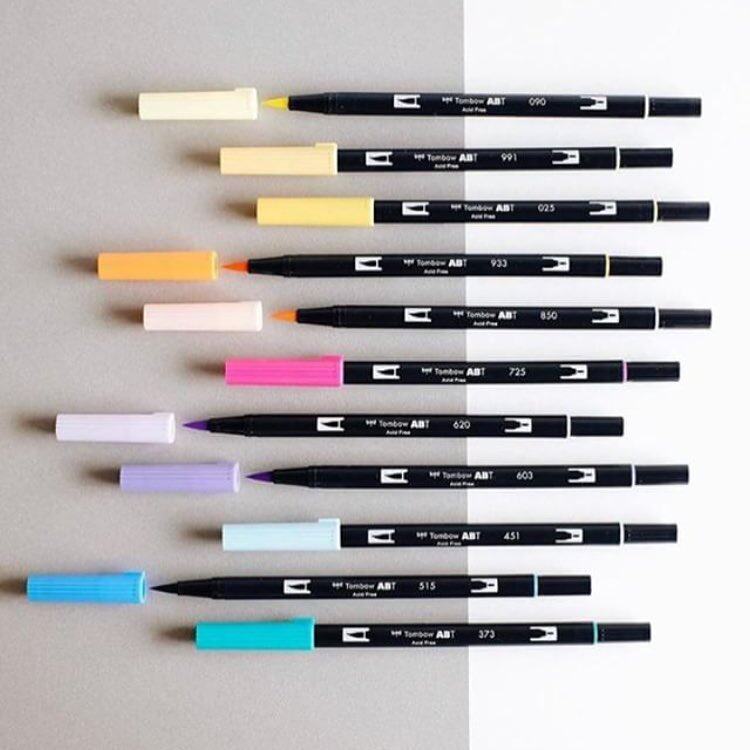 日本蜻蜓tombowabt双头水彩笔花体英文手帐brush水彩笔