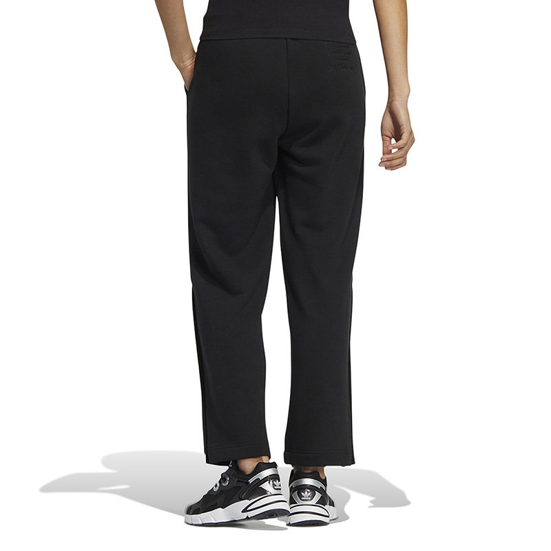 adidas迪达斯三叶草女裤地球印花logo侧边排扣直筒长裤运动长裤