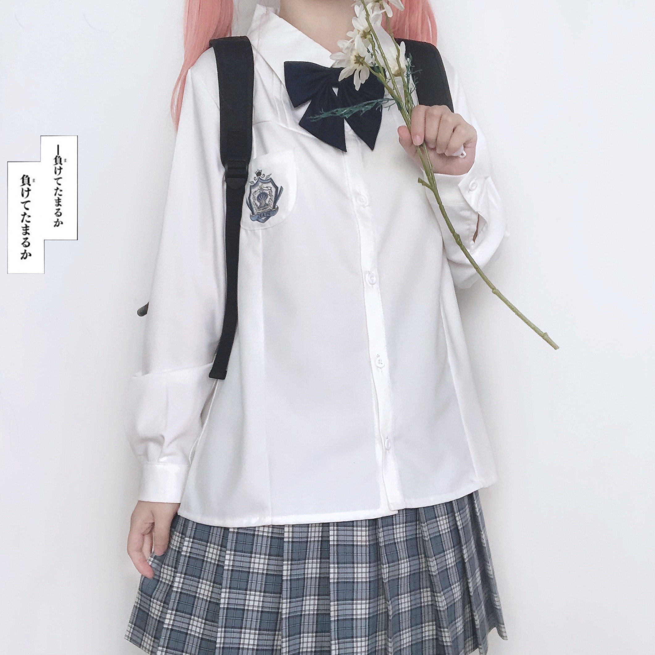 尤礼 原创jk制服奶白色衬衫女长袖小仙贝刺绣百搭学生衬衫上衣女