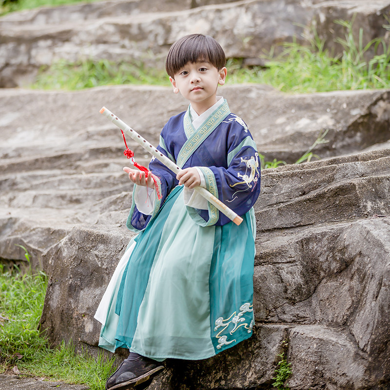 原创汉服男童春装少爷服超仙中国风儿童古装唐装