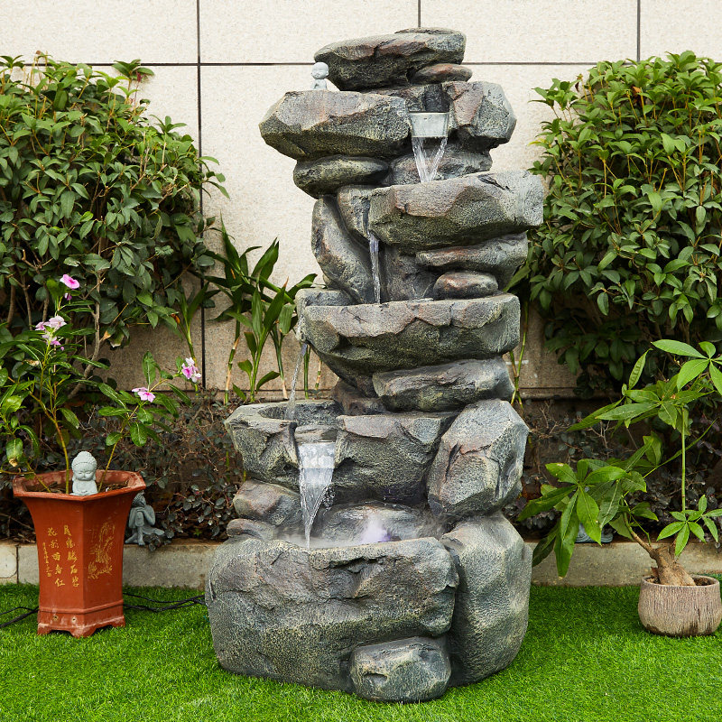 欧式仿石假山流水生财喷泉摆件户外阳台花园摆件