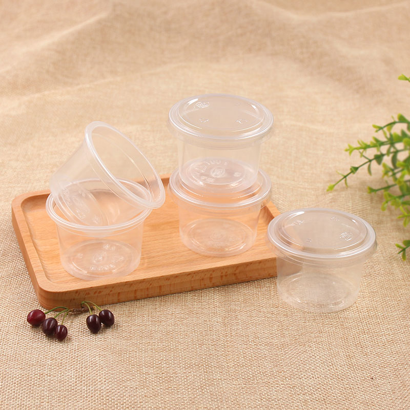 塑料一次性120ml布丁果冻杯可带勺酱料盒带盖史塑杯