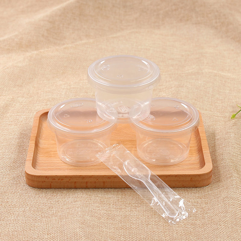 塑料一次性120ml布丁果冻杯可带勺酱料盒带盖史塑杯