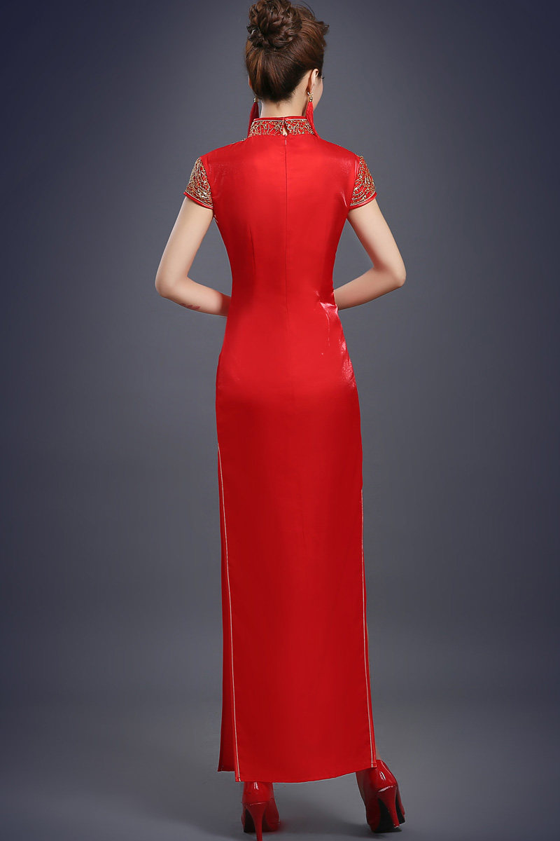 旗袍婚礼新娘喜服2022新款敬酒中式晚礼服红色旗袍