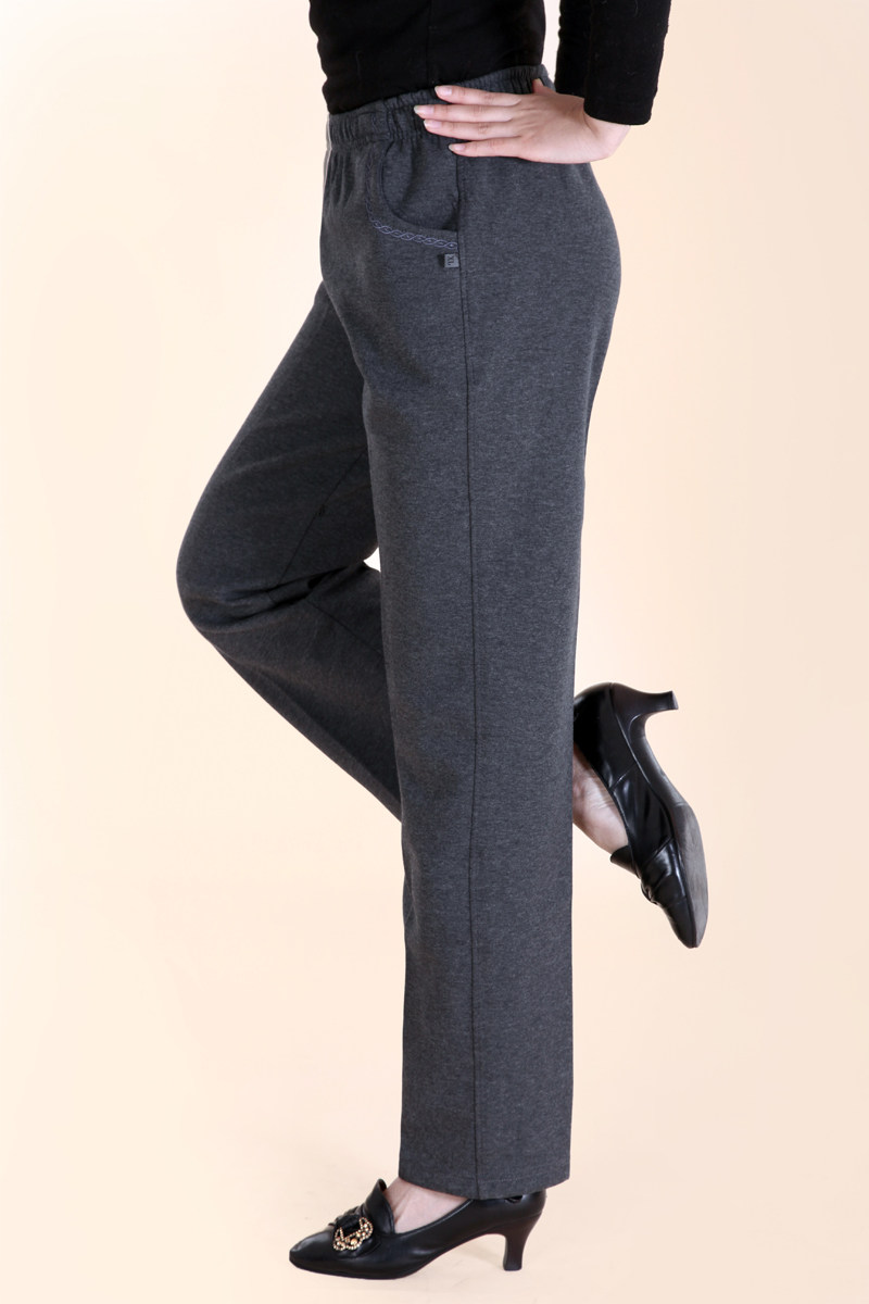 春秋款中老年女装休闲裤女士纯棉高腰宽松松紧运动裤妈妈装长裤