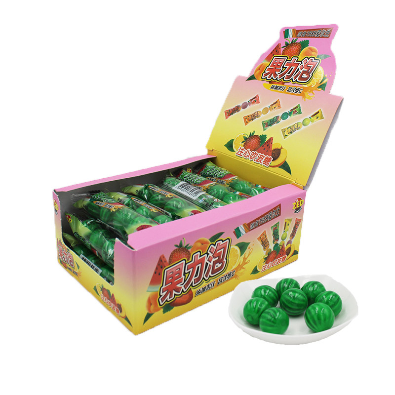 西瓜泡泡糖19g10条装果力泡注心吹波糖注糖果口香糖