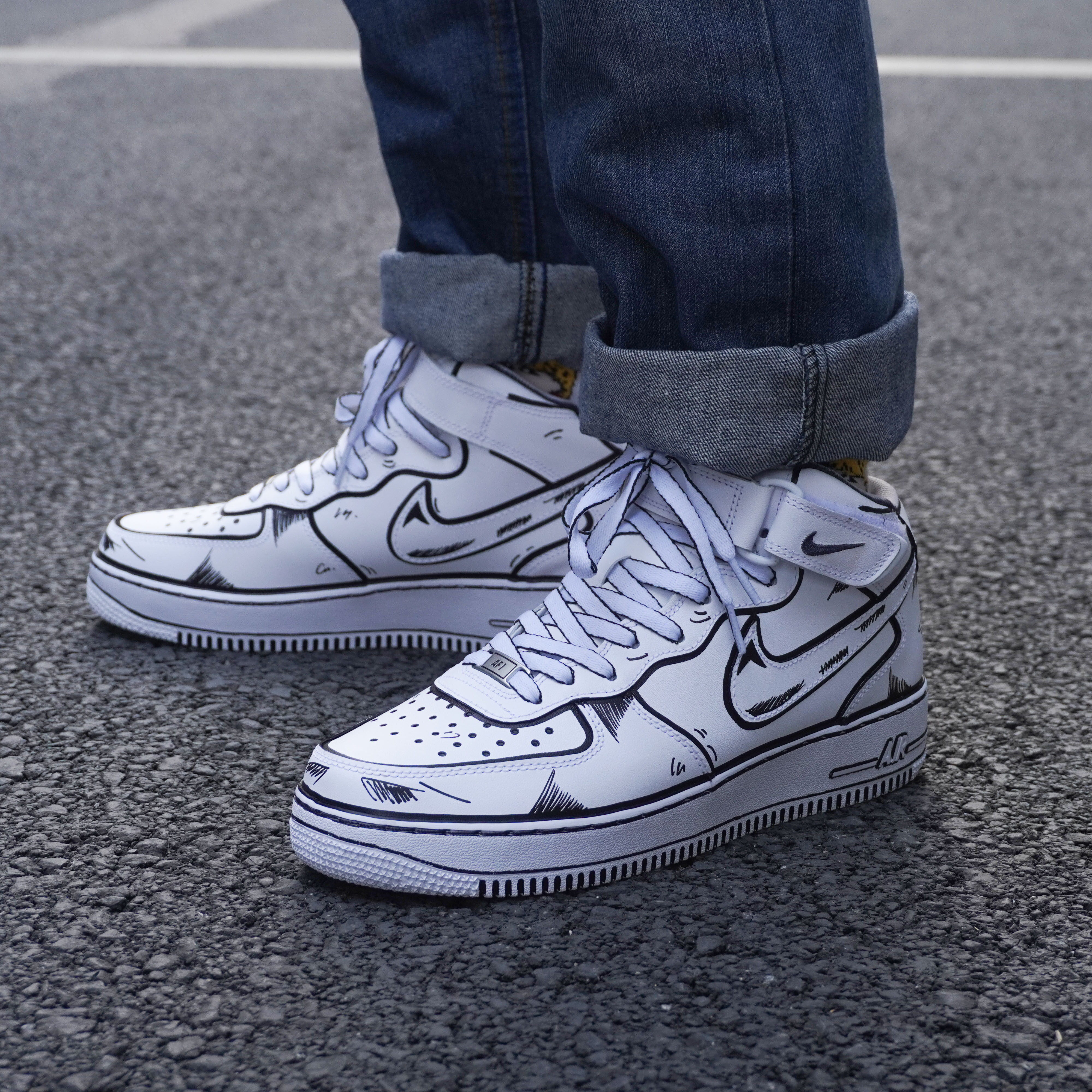 nikeairforceaf1二次元diy纯白空军一号板鞋情侣运动休闲鞋