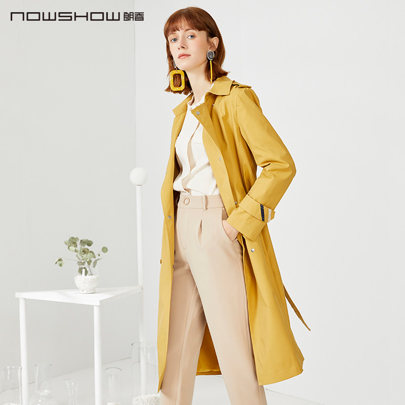 nowshow朗香黄色系色系腰带双排四合风衣201103风衣
