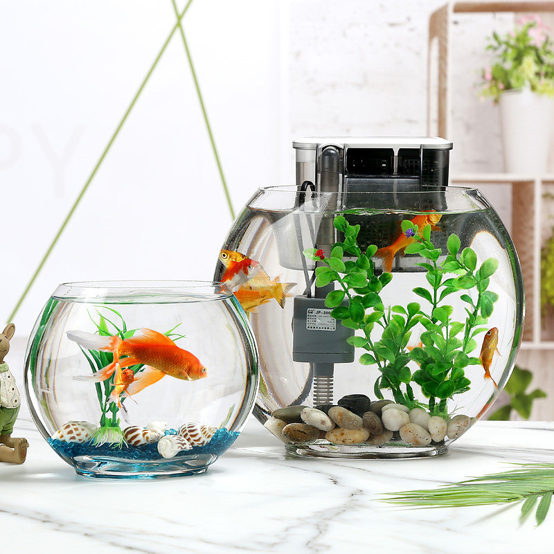 鱼缸玻璃创意加厚一体扁形小鱼热带热带鱼水培鱼缸