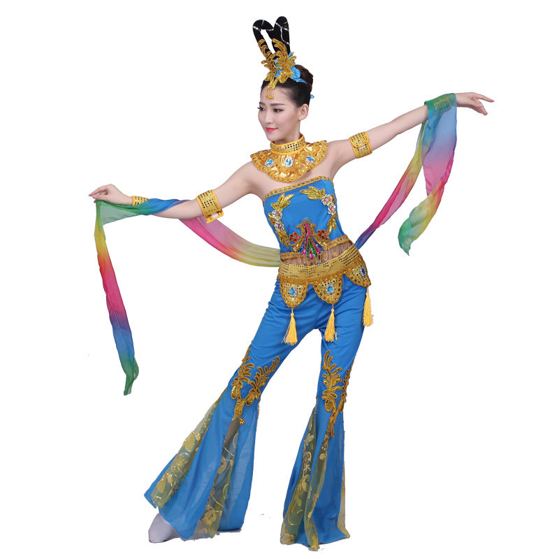 敦煌飞天古典舞蹈服水袖舞蹈嫦娥奔月演出服民间歌舞晚会仙女服