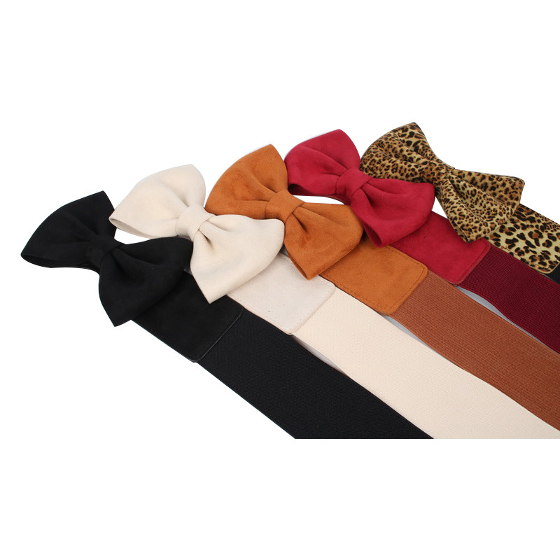 蝴蝶结磨毛松紧宽腰封女士简约百搭连衣裙装饰羽绒服束腰弹力腰带