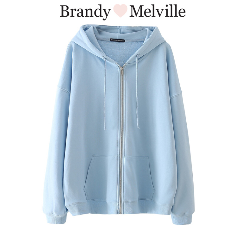 brandymelville宽松连帽bm卫衣女2022新款春秋季拉链开衫外套上衣