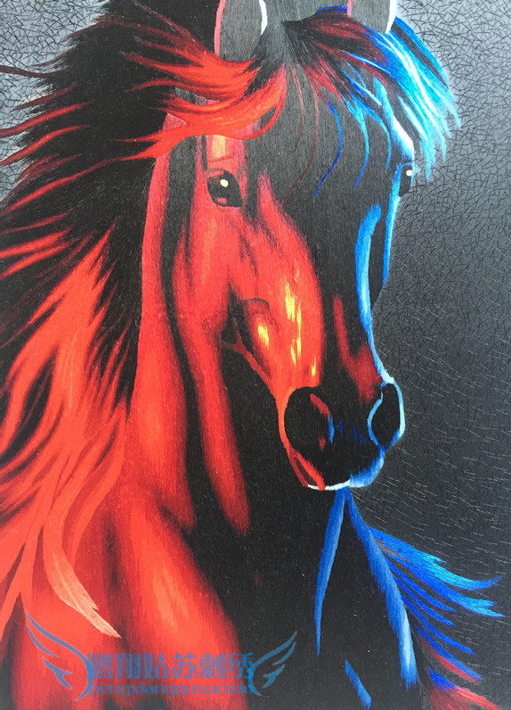 刺绣苏绣成品挂画马到成功赤焰骏马手工精品客厅苏绣
