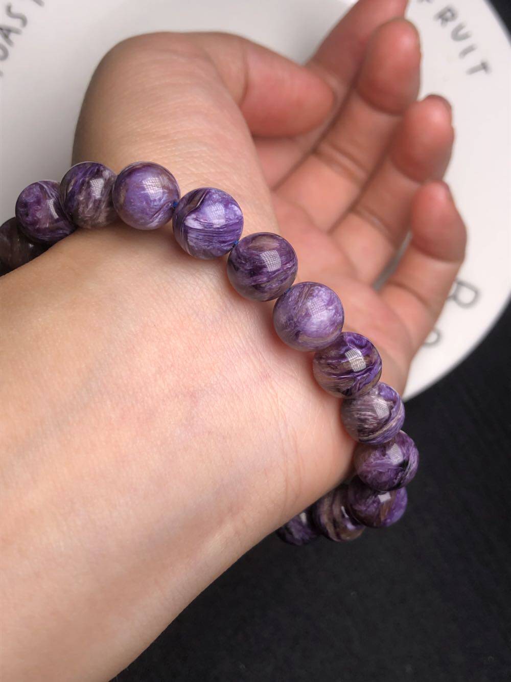 天然紫龙晶圆珠手链高性价比颜色漂亮珠子98mm时尚百搭ug