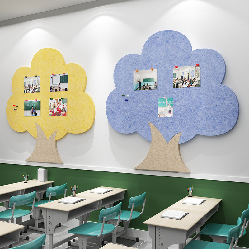 班级布置教室文化贴纸装饰毛毡公告栏班务小学软装墙贴
