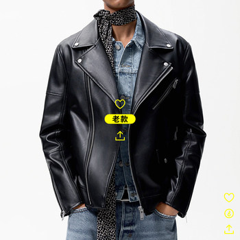 Spring new men's imitation leather zipper motorcycle jacket 03427301800PU leather jacket 3427/301