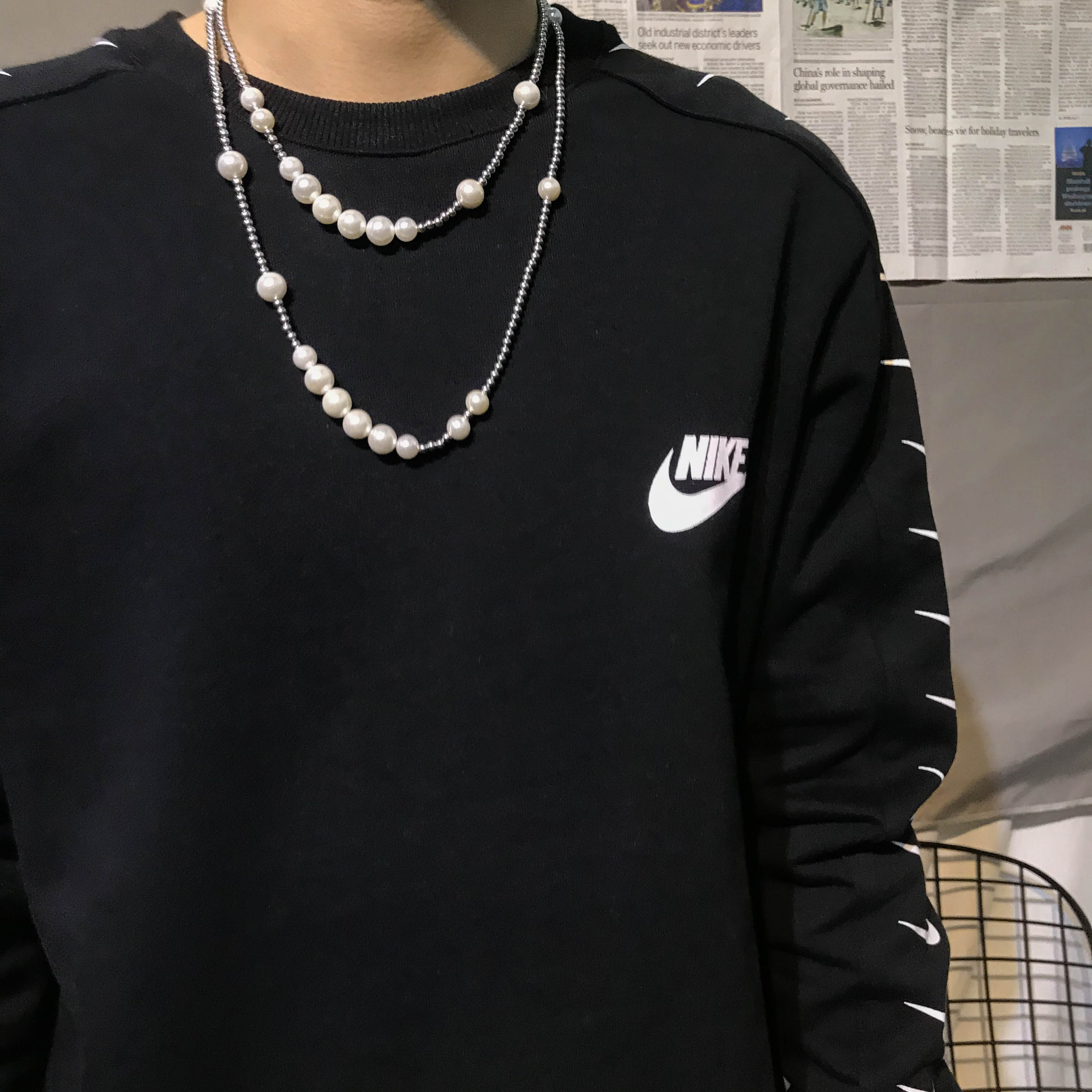 asaprocky珍珠拼接项链男士ins嘻哈女夏轻奢项链