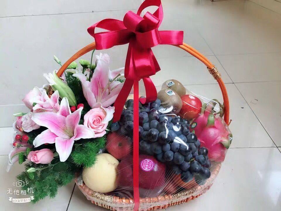 新鲜水果篮礼品手提花篮探望病人公司鲜果篮(预定与速递)