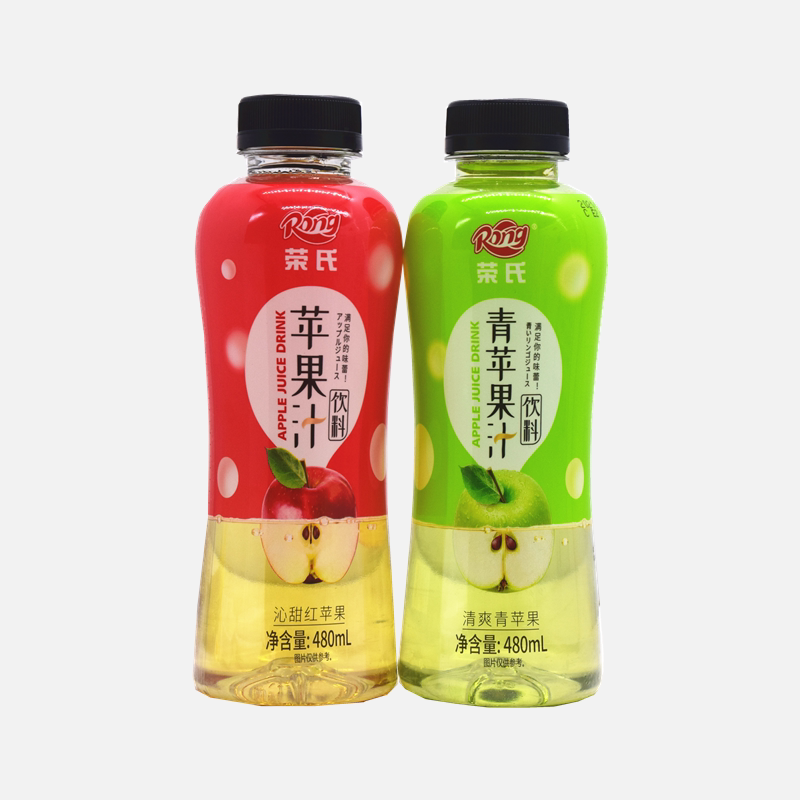 苹果汁陕西特产荣氏红苹果青苹果瓶装480ml5瓶怀旧果味