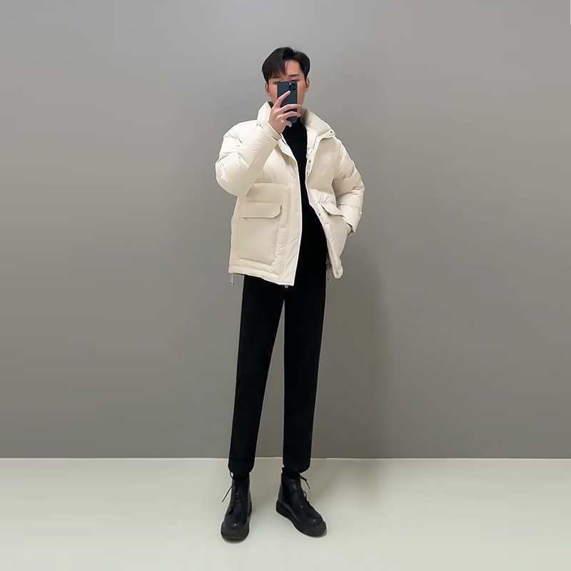 秋冬潮牌加厚外套轻熟风男装短款轻薄上衣2021冬季工装羽绒服男士