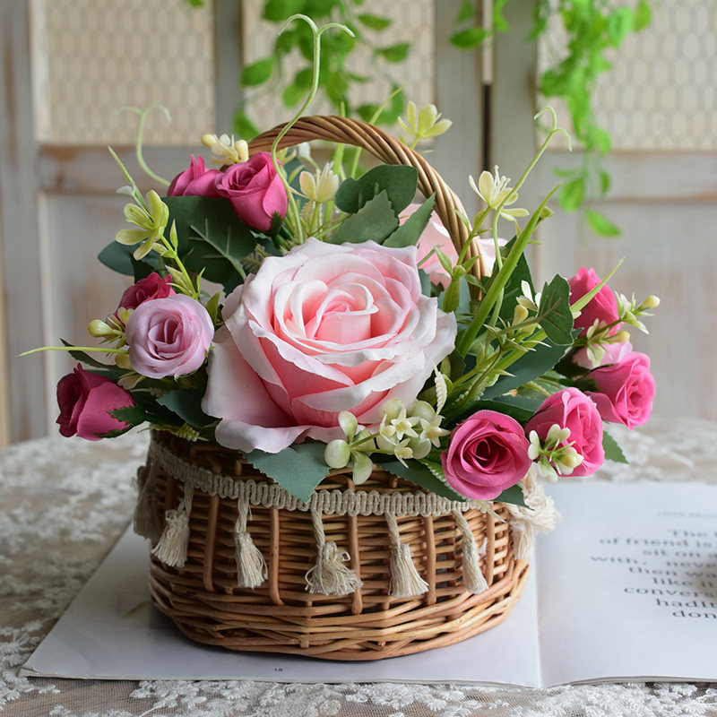 小花花篮公主流苏藤编柳编编织手提花童篮子花篮