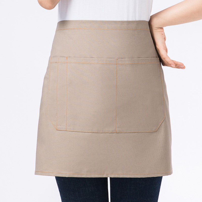 服务员半身围裙短款饭店西餐厅咖啡厅半截帆布工作围裙