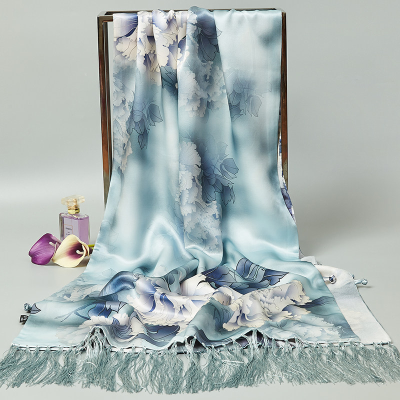 围巾杭州丝绸100%桑蚕蚕丝真丝丝巾女士羊绒围巾