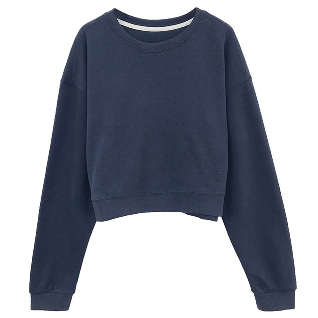 2020 autumn and winter new Korean version of the small man plus velvet thickening capless high waist short sweater women loose top ins 2020 autumn and winter new Korean version of the small man plus velvet thickening capless high waist short sweater women loose top ins