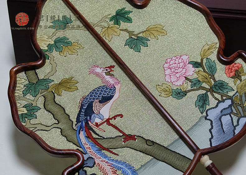 艺绫手工精品双面刻丝艺术品非遗中国宫廷捻金缂丝扇