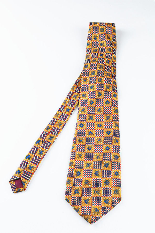 领带vintage古着中古英式韩版花纹孤品手打箭头领带