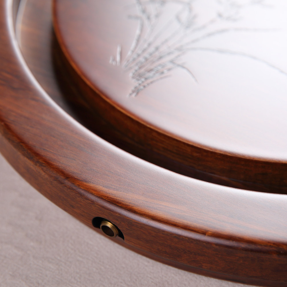 值的圆形茶盘整块重竹竹制茶海小号书房竹茶台茶盘