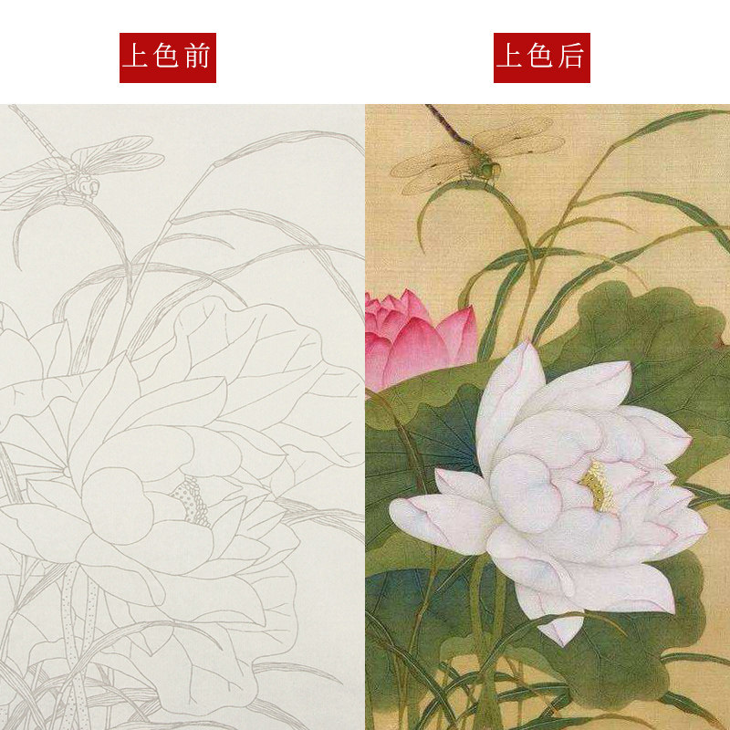 花鸟国画颜料练习全套工笔画毛笔描红套装初学宣纸