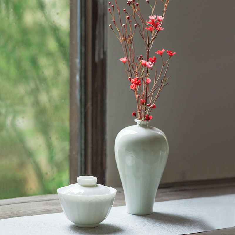 插花景岚善物手工陶瓷梅瓶景德镇花瓶摆件客厅花瓶