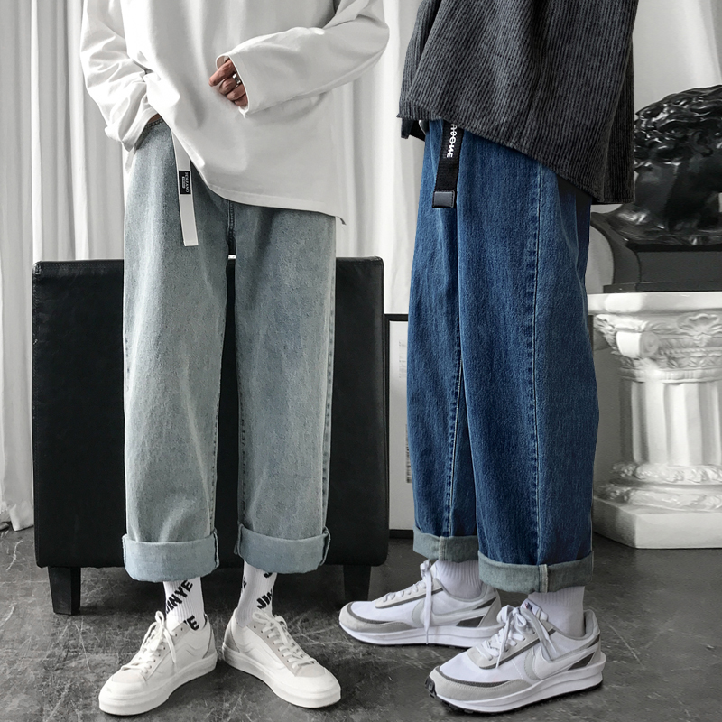 牛仔裤男直筒宽松潮牌ins2022新款高街百搭春秋男款阔腿休闲长裤