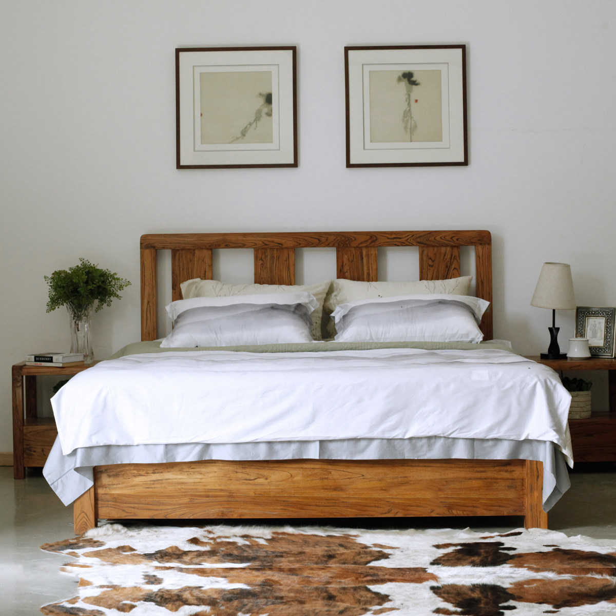 古榆情怀榆木双人床原木主卧家具现代中式简约实木实木床