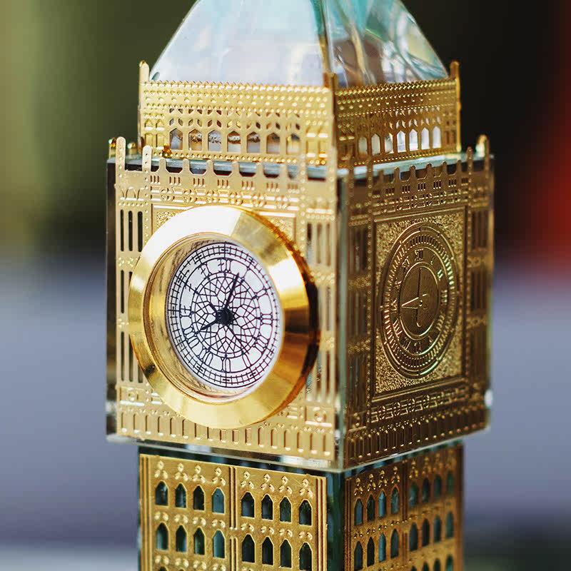 奇居良品df客厅酒柜书柜装饰摆设轻奢金色本杰明装饰座钟台钟摆件-mc