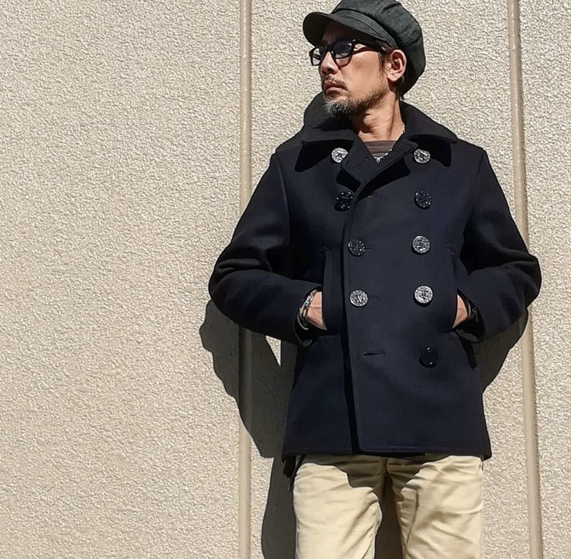 日本正品buzzrickson复古海军羊毛外套海军大衣双排br11554毛呢大衣