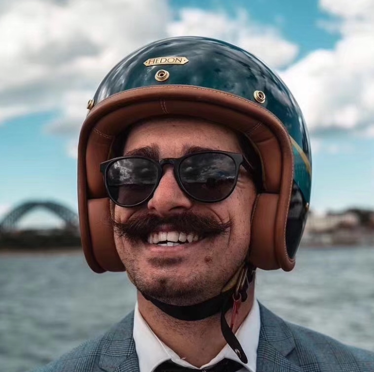 英国hedon手工复古摩托车dgr半盔黑豆维斯机车摩托车头盔