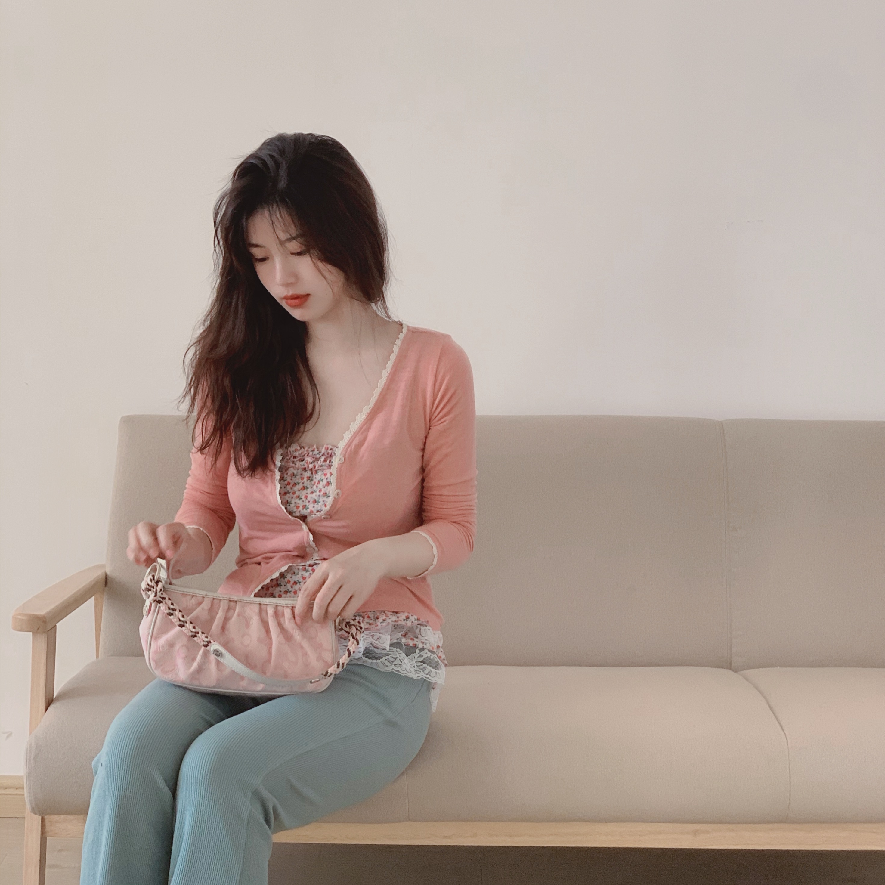 鱼没放显瘦打底花边蕾丝花蕾丝碎花性感无袖复古背心吊带