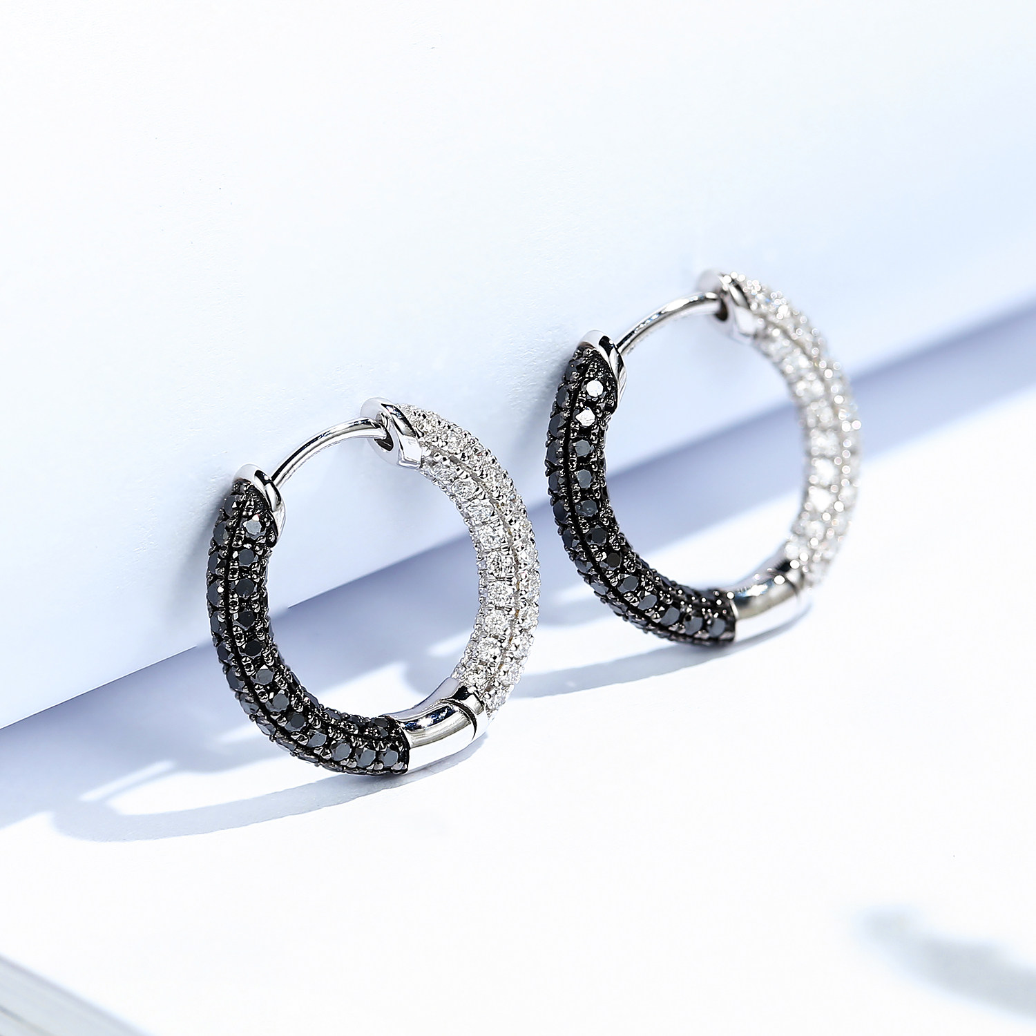 宝石矿工18k白金1克拉钻石耳钉女真圆形耳环耳饰