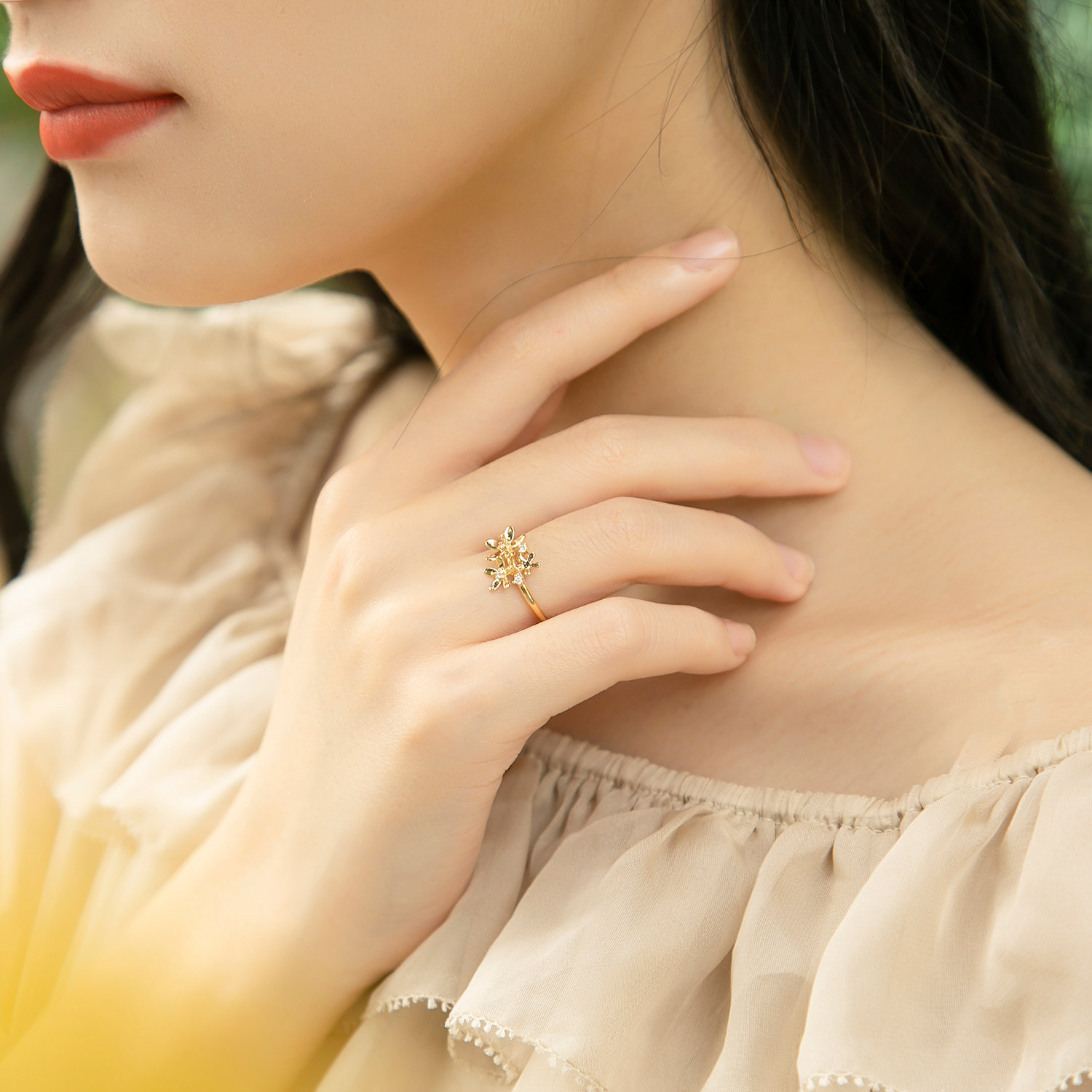 宝石甜美钻戒金钻戒au750k美女小清新矿工真钻戒指手饰