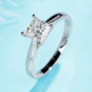 戒托定制 简约结婚戒钻戒 18k白金gia公主方钻石戒指 宝石矿工
