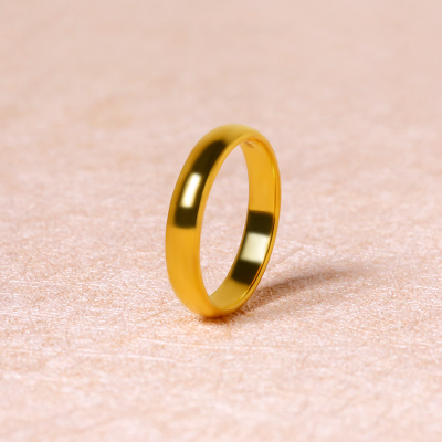 黄金戒指素圈足金实心光面泥鳅闭口一对情侣戒女男士纯金手饰