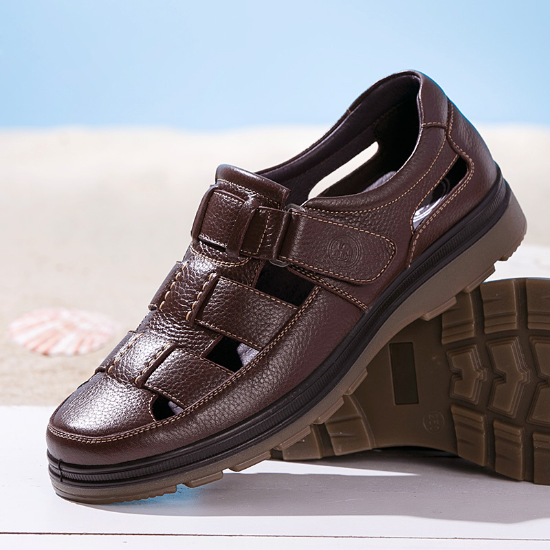 骆驼牌凉鞋 夏季男士真皮包头男凉鞋 透气休闲鞋男商务凉鞋爸爸鞋