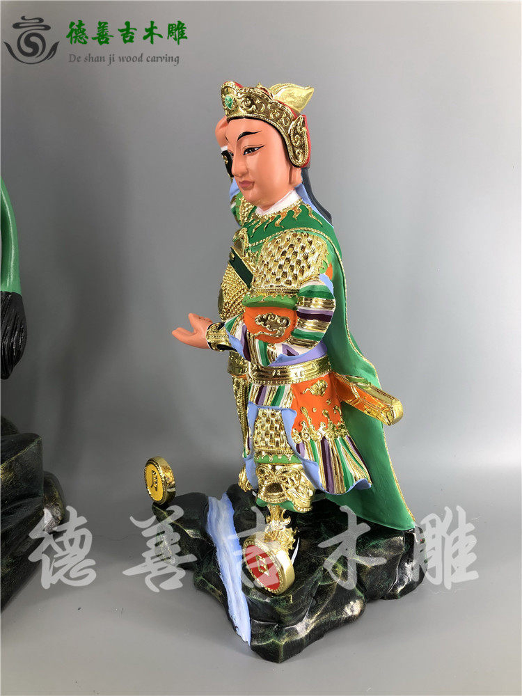 金英木雕祖师童子道教神像香樟樟木手工漆线木雕