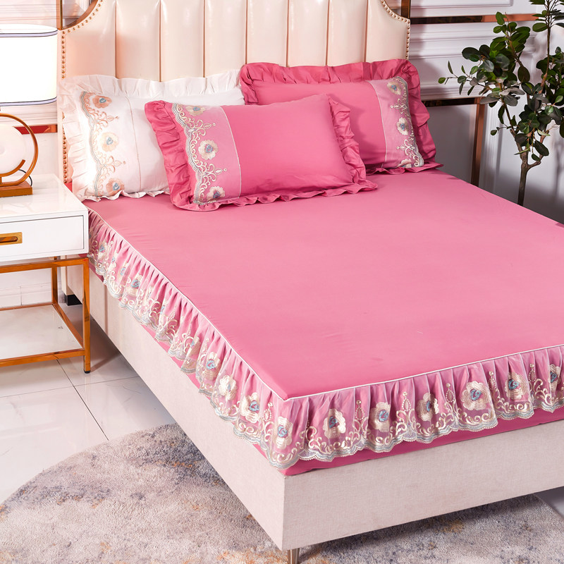 纯棉床笠款床单防滑固定全包花边床罩单件全棉床罩