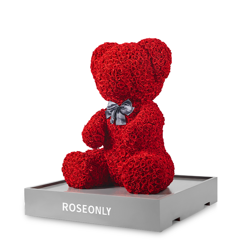 roseonly定制永生玫瑰花小熊公仔礼品女友爱人情人节永生花