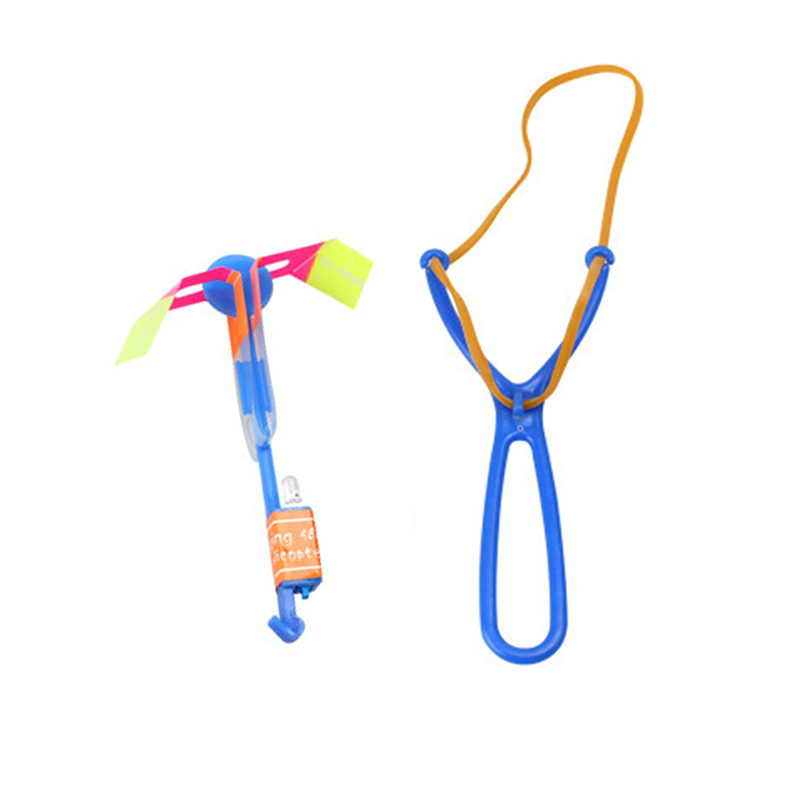 发光双闪弹弓飞箭飞天弹射小号竹蜻蜓飞行器户外飞盘