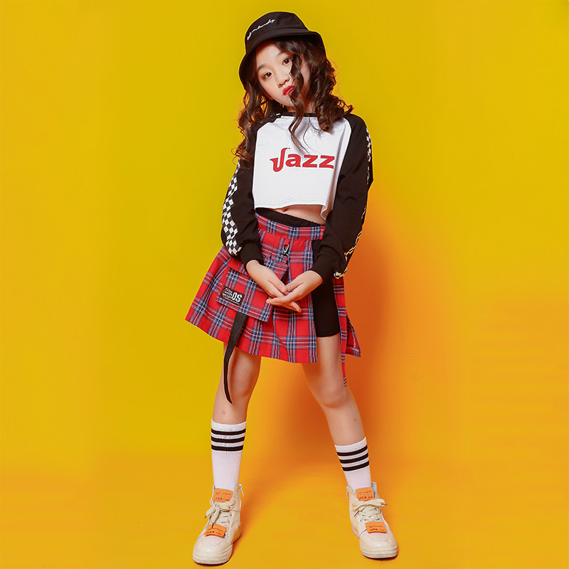 女童嘻哈hiphop街舞演出服少儿爵士舞表演女孩韩版儿童演出服