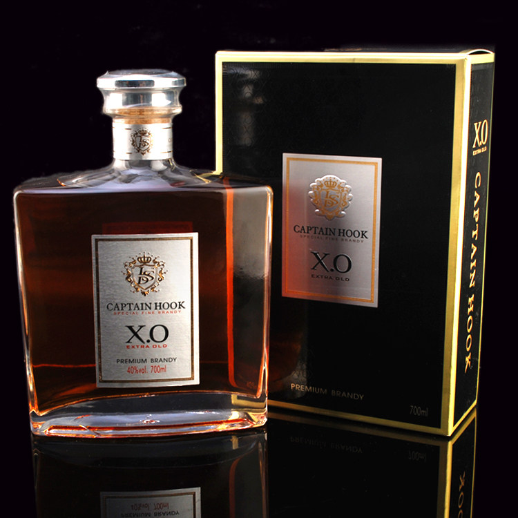正品洋酒霍克船长xo白兰地700ml礼盒盒装送礼威士忌